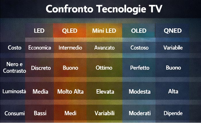 tecnologie tv a confronto