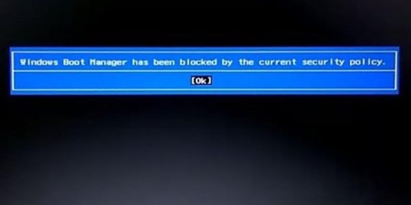Windows Boot Manager has been blocked by the current security policy